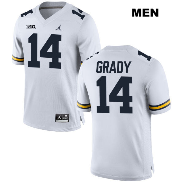 Men's NCAA Michigan Wolverines Kyle Grady #14 White Jordan Brand Authentic Stitched Football College Jersey NF25F22IC
